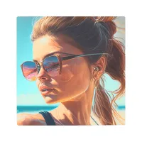 Have a Great Summer | Beautiful Woman at Beach Metal Print