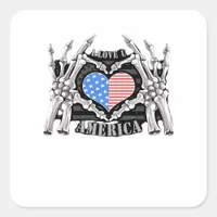 America Skeleton Hands Graphic Impression Square Sticker