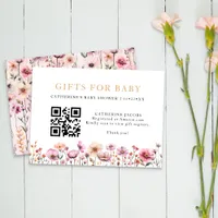 Watercolor Pink Wildflower Baby Shower Registry Ca Enclosure Card