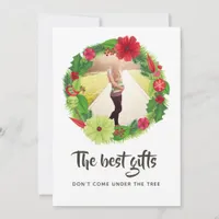 Folk Art Watercolor Floral Christmas Baby Expected Announcement