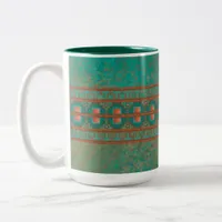 Southwest Teal Copper Colors Geometric Pattern Two-Tone Coffee Mug