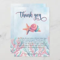 Coral Blue Under The Sea Marine Life Baby Shower Thank You Card