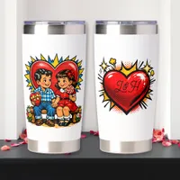 Valentine's Day | Retro Pop Art  Personalized Insulated Tumbler