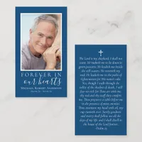 Luxury Blue Photo Memorial Prayer Card