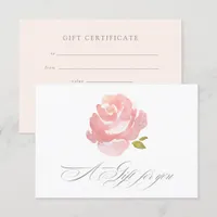 Chic Watercolor Blush Pink Rose Gift Certificate Invitation