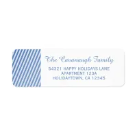 Elegant Modern Holiday Blue Silver Foil Stripes Label