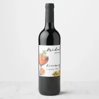 Aperol Spritz Orange Modern Bridal Shower  Wine Label