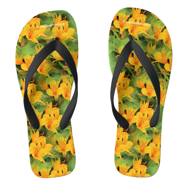 Lily of the Incas / Yellow Alstroemeria Flip Flops