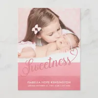 Cute Sweet Valentine Typography Baby Birth Photo Announcement Postcard