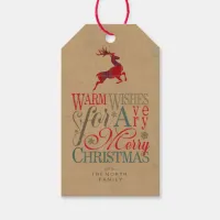 Warm Wishes Kraft & Tartan Red ID589 Gift Tags