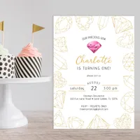 Our Precious Gem Pink & Gold Birthday Invite