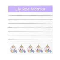 Personalized Cute Rainbow Unicorn Cupcakes Notepad