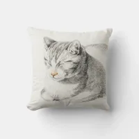 Sketched Cat Drawing 19 by Jean Bernard  Throw Pillow