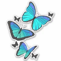 Beautiful Tropical Blue Butterflies in Flight Sticker