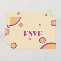 Retro 70s Circle Modern Purple Orange Wedding RSVP Enclosure Card