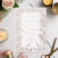 Pink and Gray Wildflower Anniversary Foil Invitation