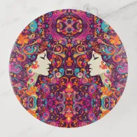 Multicolor Retro Hippie Boho style   Trinket Tray