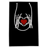 Skeleton Hands Form A Heart With Red Heart Bright  Medium Gift Bag