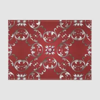 Glamorous Fancy White Gold Scarlet Red Baroque  Tissue Paper