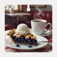 Cute Personalized Blueberry Pie Christmas Metal Ornament