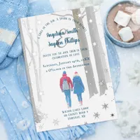 Snowflake Forest Couple Winter Wonderland Wedding Foil Invitation