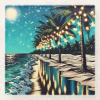 Romantic Pretty Coastal Art  Glass Coaster