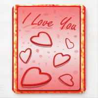 I Love You with Hearts Pink Background Mouse Pad