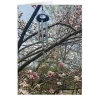 Magnolia Tree and Wind Chimes Blank Card