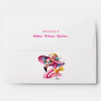 Hot Pink Older Wiser Hotter Flamingo Birthday Envelope