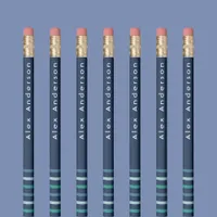 Kid's Blue Green Stripe Name Boy's Pencil