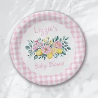 Sunshine Fun and Lemonade Floral Baby Shower Paper Plates