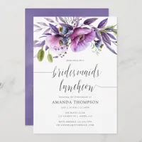 Violet Poppy Floral Bridesmaids Luncheon Invite