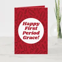 Happy First Period Blood Red Cute Menstrual Pad Card