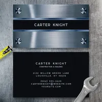 Industrial Blue Metal Riveted  Business Card