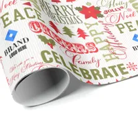 Happy Holiday Cheers Custom Logo Photo Christmas Wrapping Paper