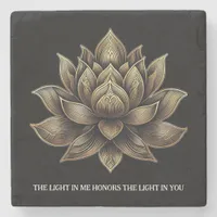 Elegant Golden Lotus Flower The Light in Me ... Stone Coaster