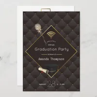 Black and Gold Virtual Graduation Party Photo Invitation