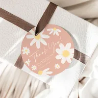 Pink Boho Daisy Flower Favor Tags