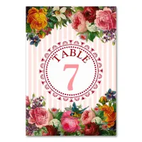 Elegant Floral Display Wedding Table Number Card