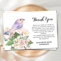 Memorial Watercolor Bird Floral Sympathy Funeral Thank You Card