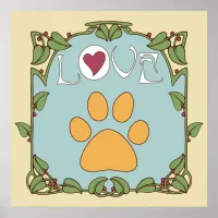 Paw Art Nouveau Poster