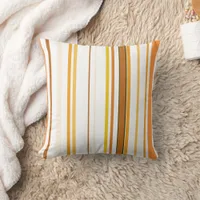 -Orange and white striped Throw Pillow