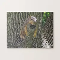 Funny Lazy Squirrel Laying on Tree Branch Jigsaw Puzzle