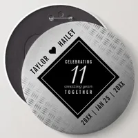 Elegant 11th Steel Wedding Anniversary Celebration Button