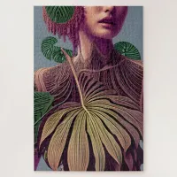 Woman in Monstera Deliciosa Leaves Jigsaw Puzzle