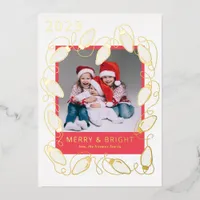 Gold String Lights Merry Christmas Photo Card