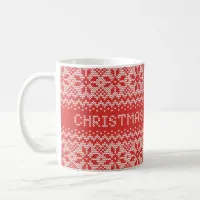 Knitted Stitch Pattern1 Christmas Red ID208 Coffee Mug