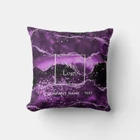 Purple agate marble pink business corporate logo throw pillow