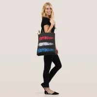 *~* Modern Simple Abstract American Flag Black Tote Bag