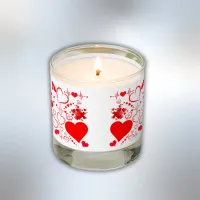 Simple Red Hearts Romantic Love On White | Scented Candle